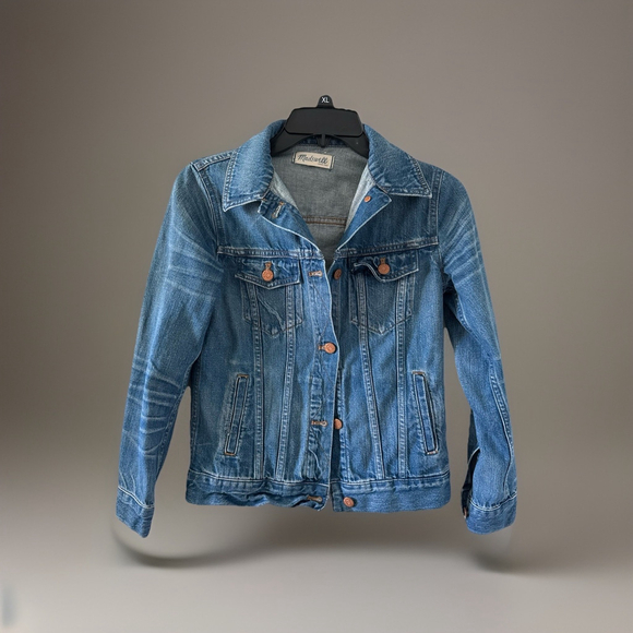 Madewell Jackets & Blazers - Madewell Womens XS Medium Wash Jean Jacket Button Front, 100% Cotton